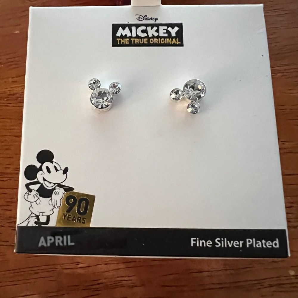 🆕 Disney Mickey The True Original April Birthstone Studded Earrings